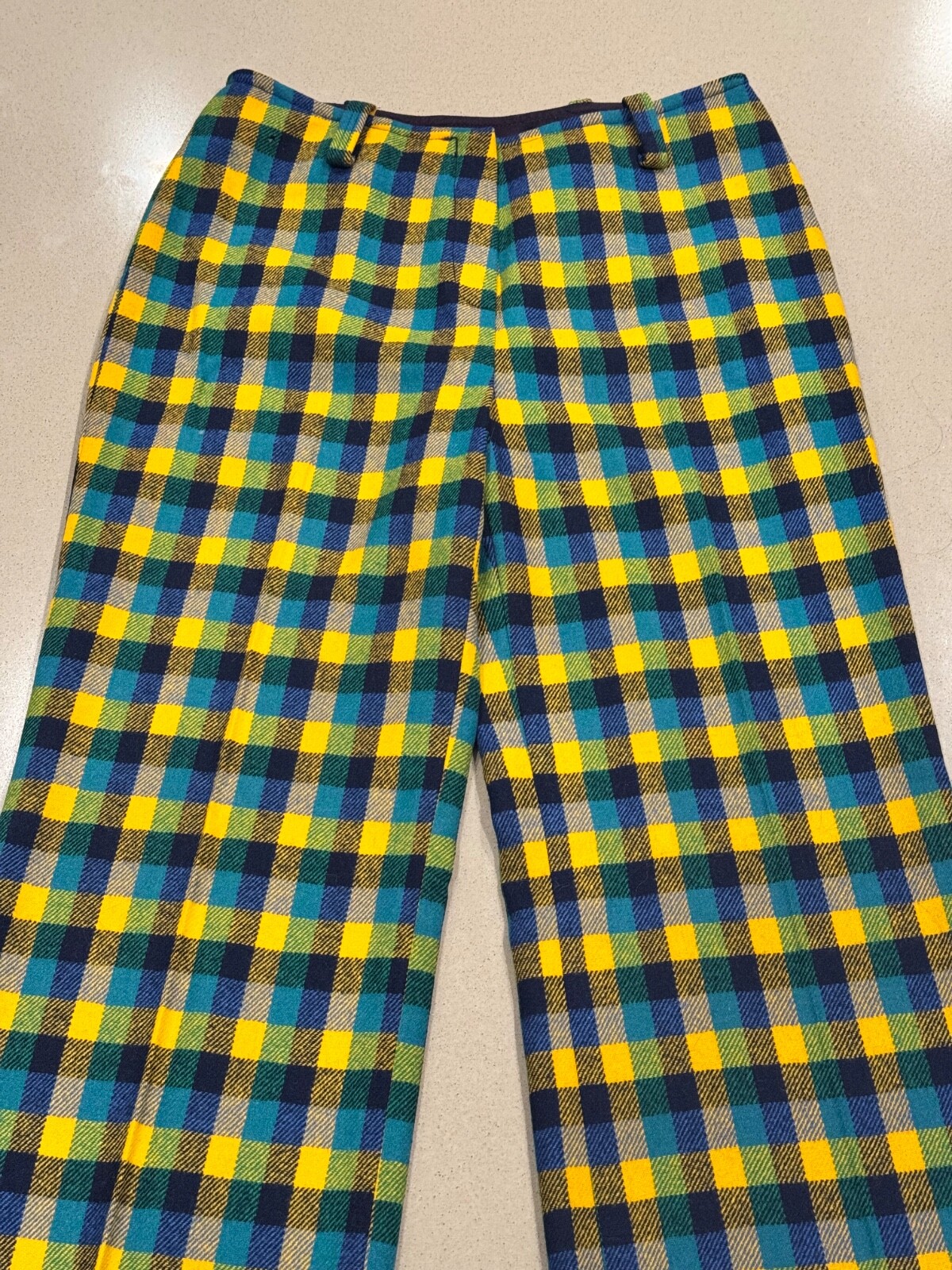 Vintage 1970s John Meyer Colorful Checkered Wool Trouser Pants Women’s Small
