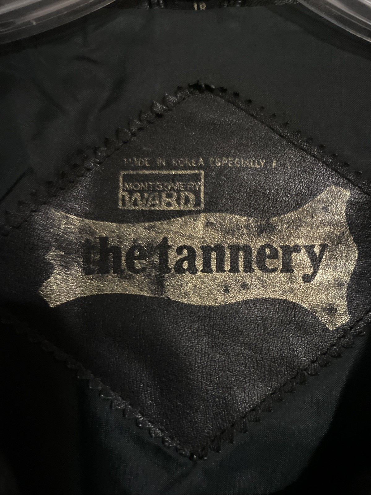 Vtg The Tannery Montgomery Ward Leather Trench Overcoat Black Midi Belted Sz Med