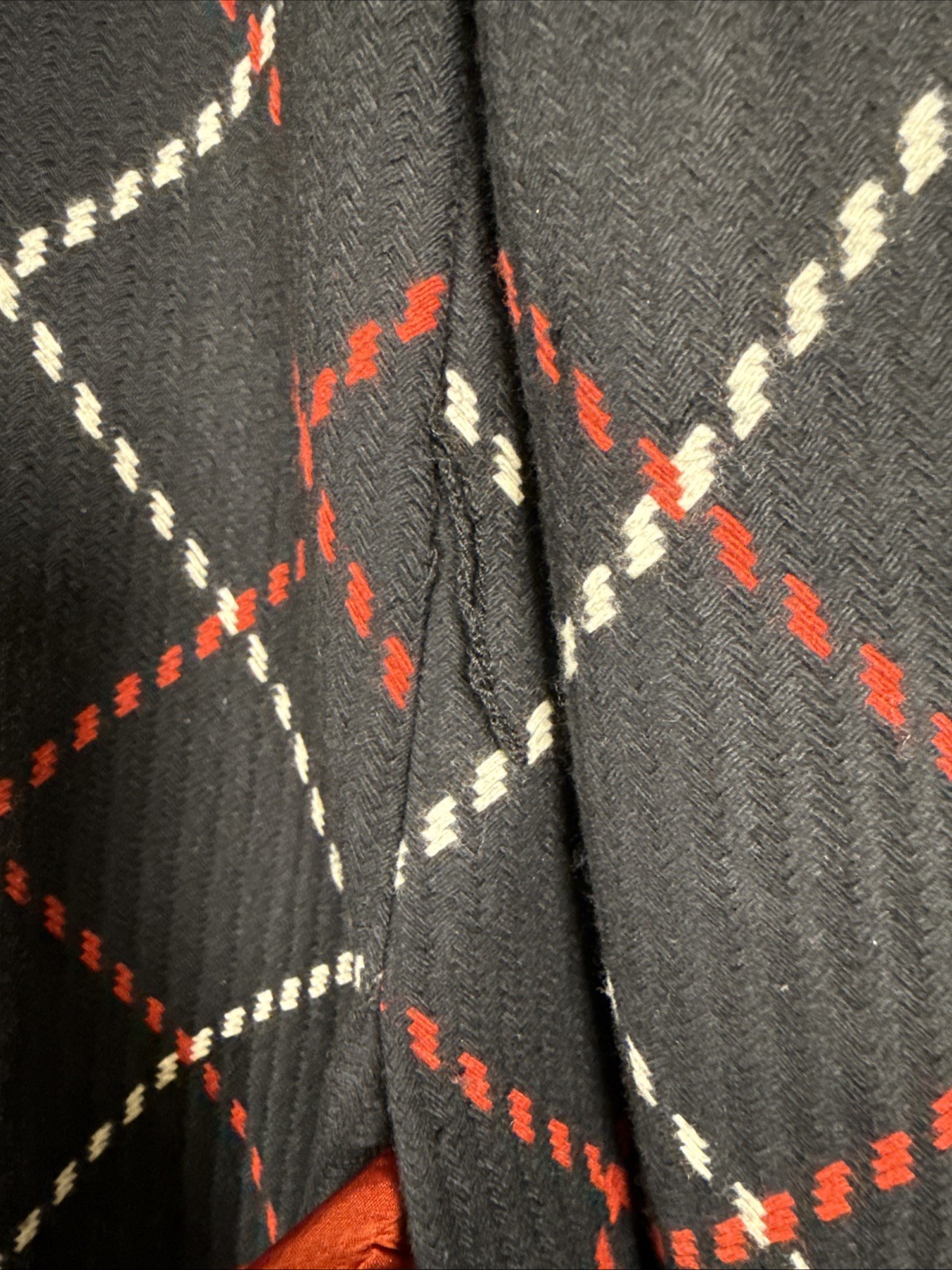 Vintage Lord & Taylor Identity Black Red White Diamond Wool Blend Coat Luxury 6
