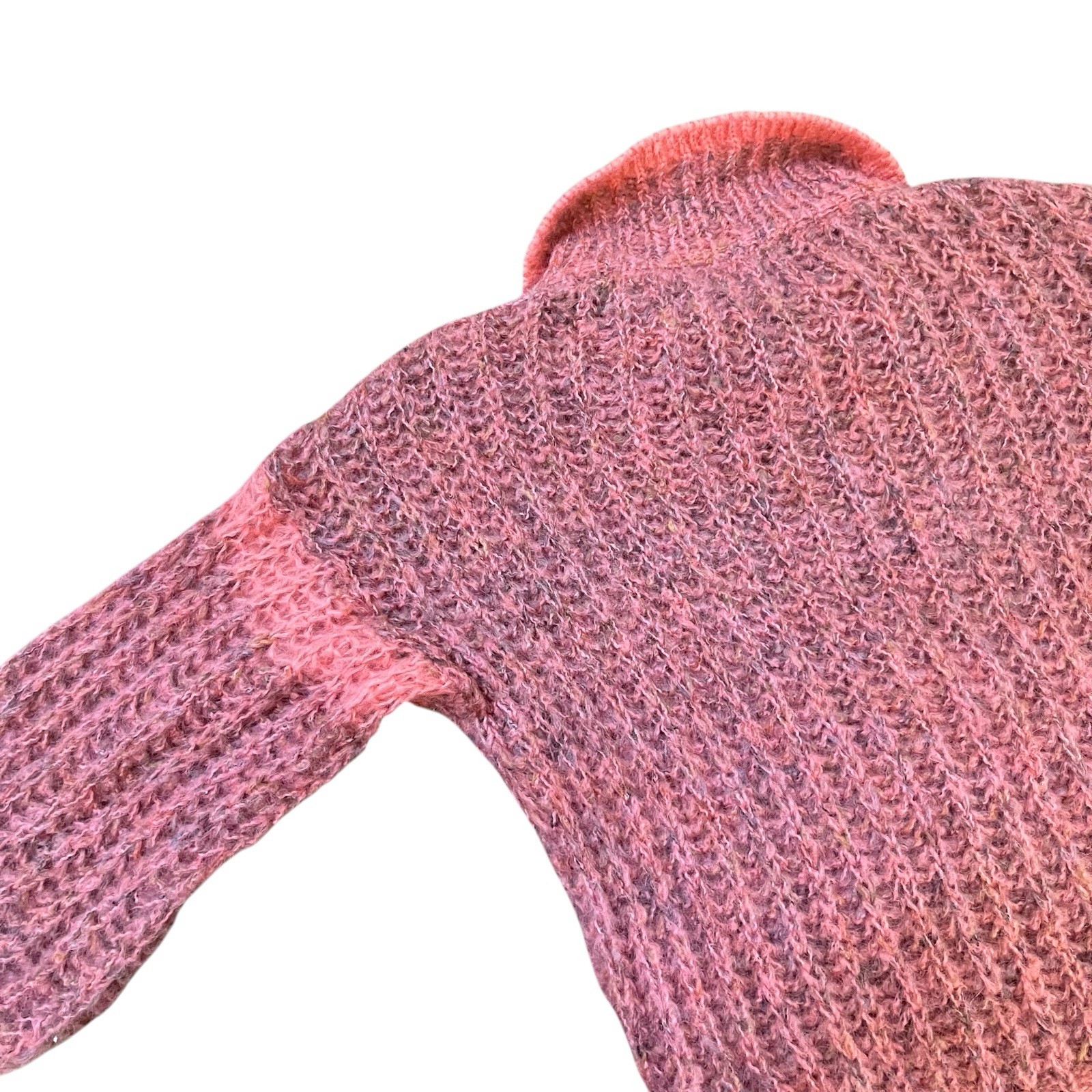 Vintage 1980s Armente Pink Mohair Wool Knit Collard Sweater