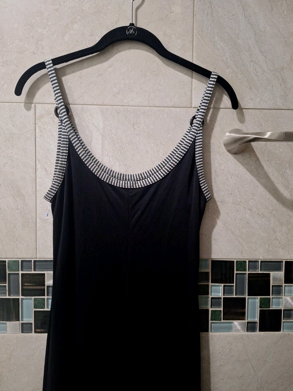 Vintage Rocco Barocco Black Slip Dress 1970s Read Desc