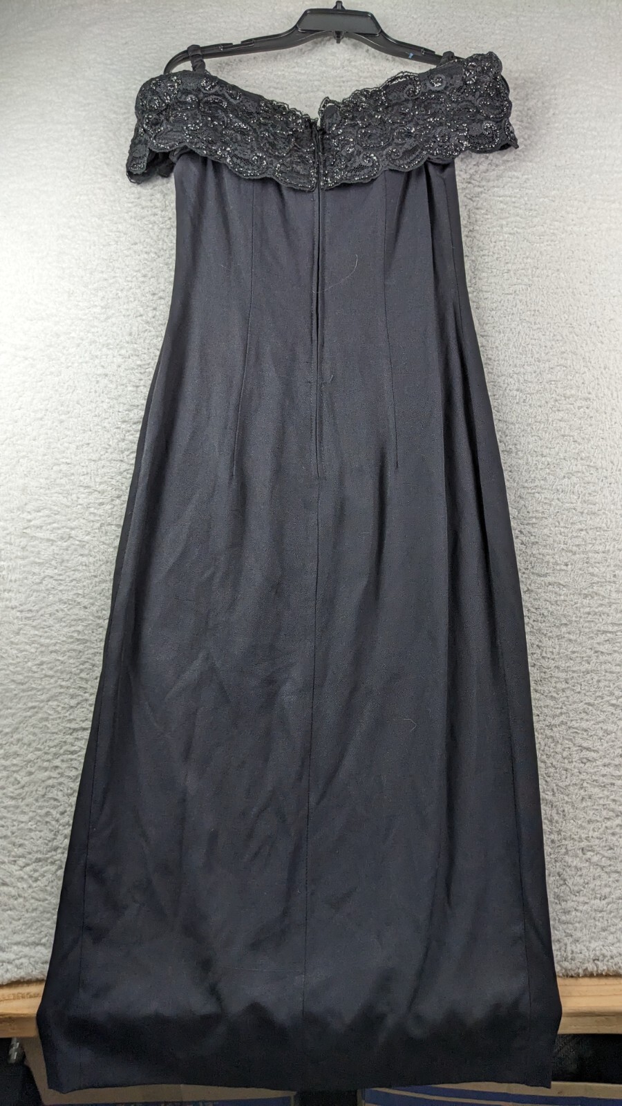 VTG HW Collections Dress Size 6 Black Evening Dress Sequin Bead Lace MADE USA