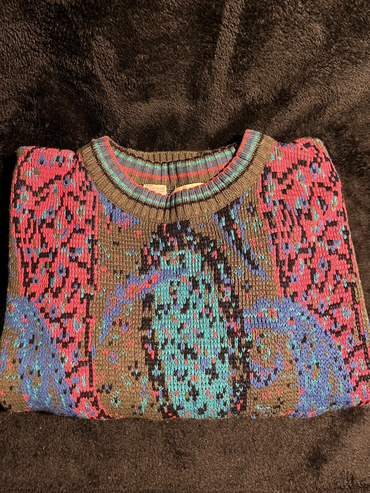 VTG „Work In Progress” Gladys Bagley 80s Sweater Women’s M – Abstract Paisley