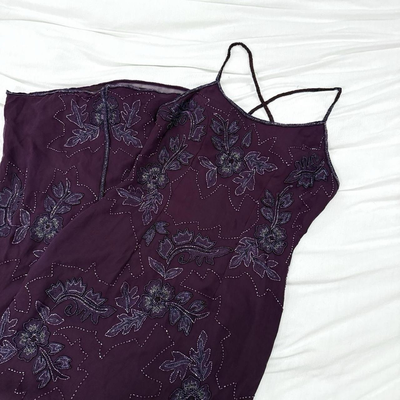 DUSK TO DAWN Maxi 90s Vintage Purple Beaded Maxi Slip Dress Size 8