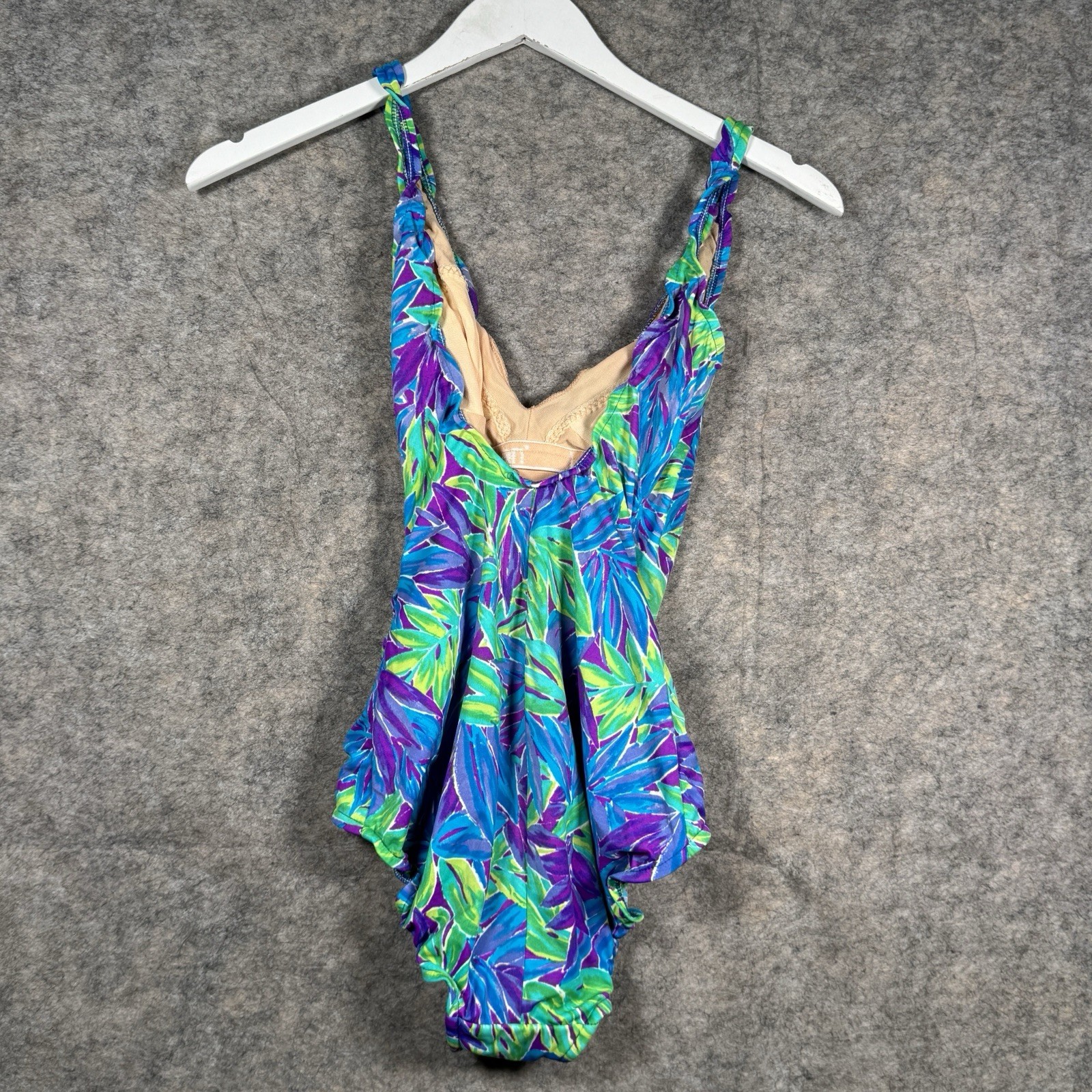 Vintage 90s Womens L.L. Bean Floral Multi-Color One Piece Bathing Suit Sz 10 L
