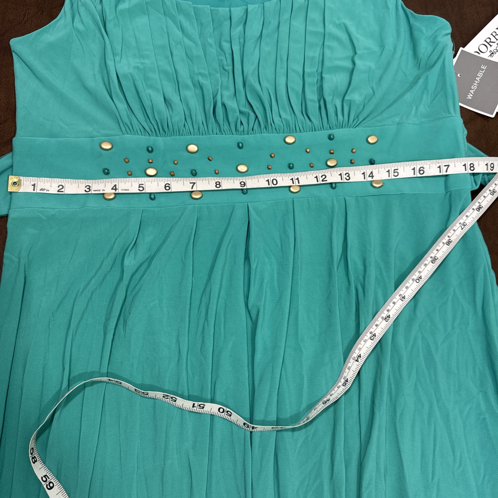 NEW Vintage 90s Miss Dorby Swing Dress Pleated Beaded Full Skirt Chiffon Sz 16