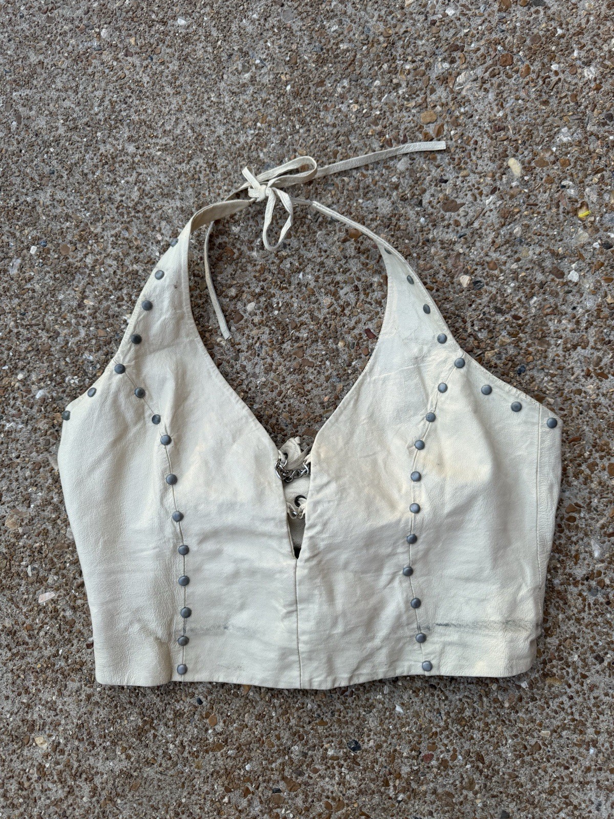 Vintage 1970’s Leather Gallery Studded Leather Halter Top