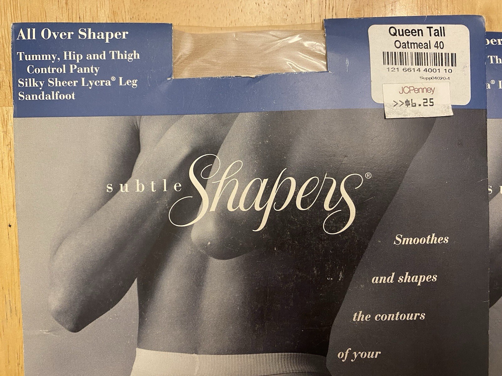 2 Pr Vintage Subtle Shaper JCPenney Pantyhose Sz Queen Tall Oatmeal Color