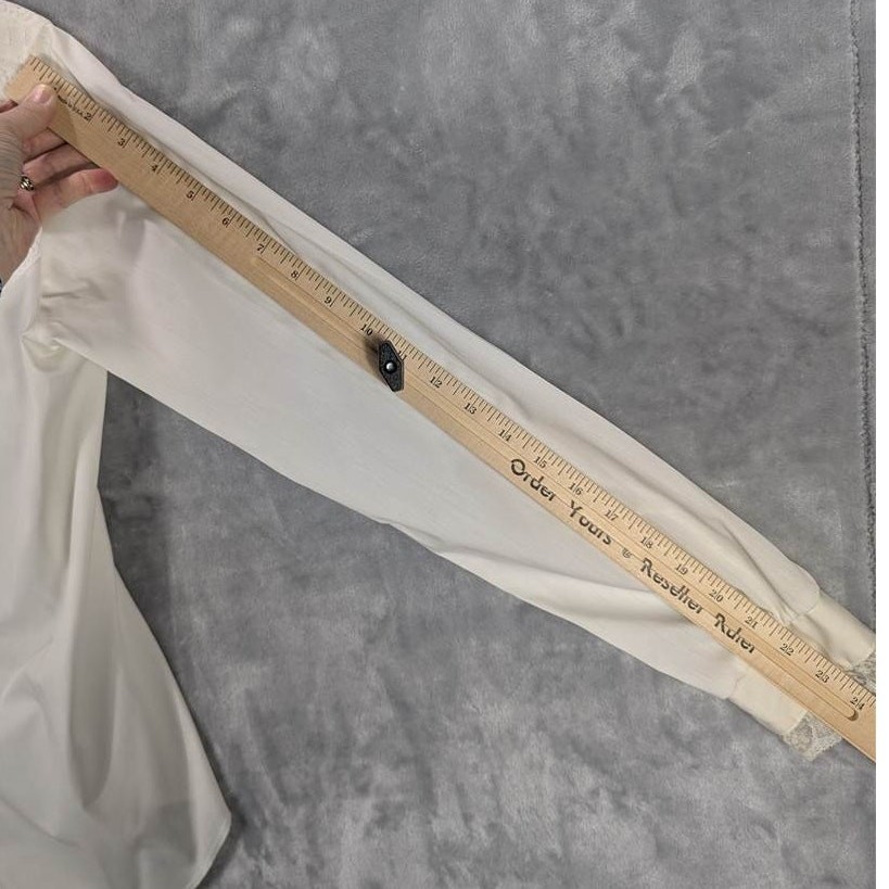 Western Pearl Snap Shirt Womens 14 White Long Sleeve Lace Yoke Ruffled Cuffs