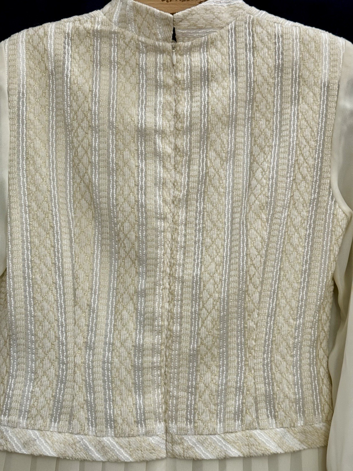 NWOT VTG 90s Clara Yoon Original Korea Designer Dress Quiet Luxury Gold Ivory M