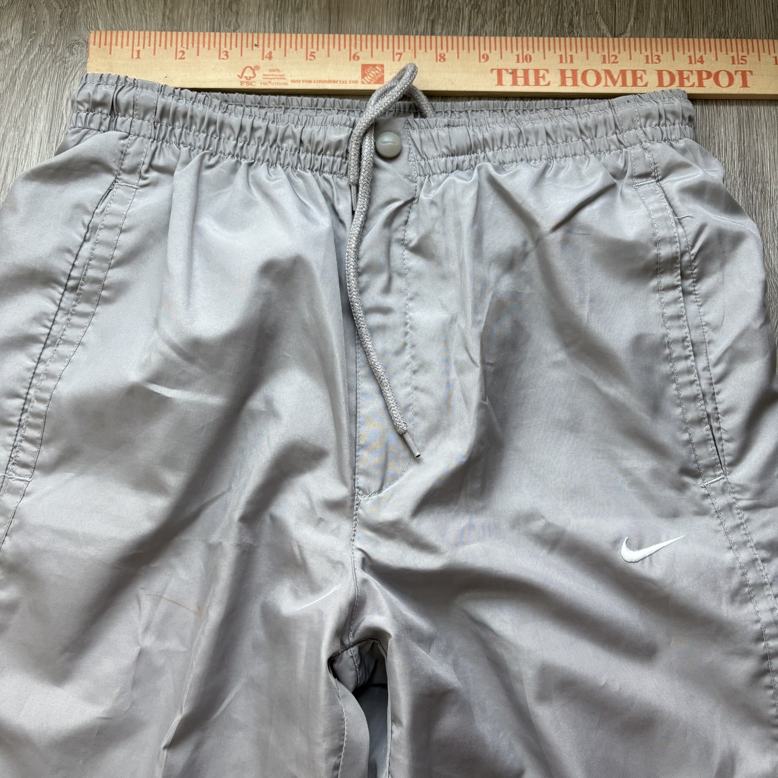 Nike Women’s Track Pants Grey Baggy Y2K Vintage Mesh Lined Ankle Zip Size S