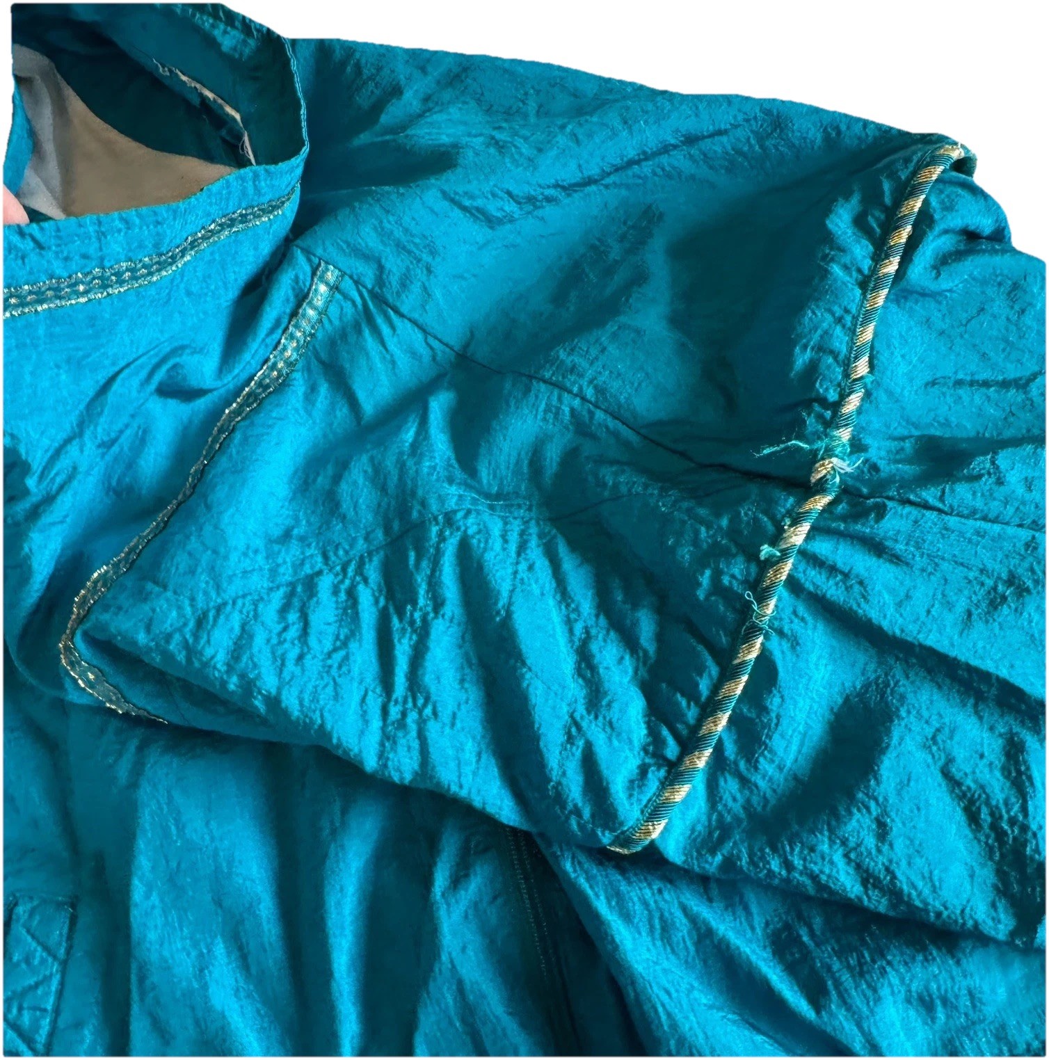Vintage Women’s Satin Track Suit Blue Sz. M. Jacket & Pants, Nylon 80’s-90’s Y2K