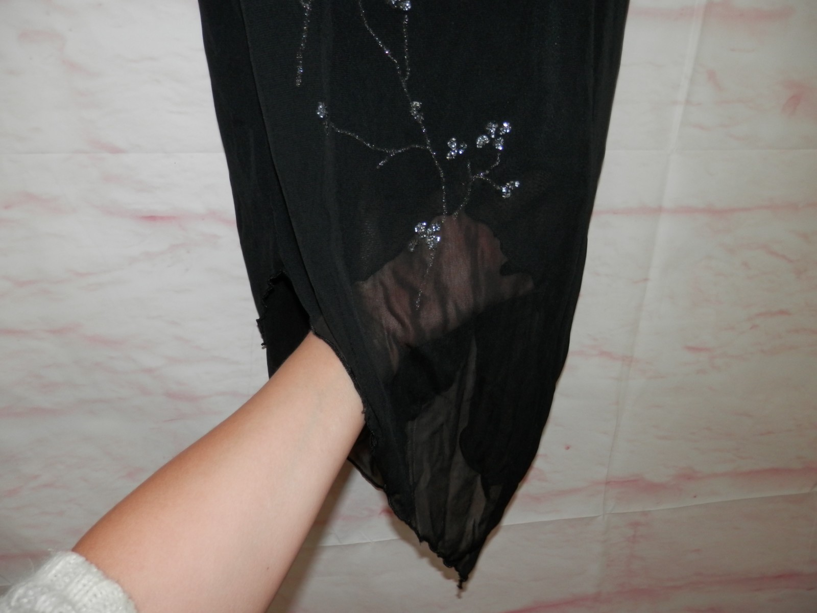Vtg Byer Too Cali 90s Handkerchief Lined Witchy Floral Glitter USA Dress 5006