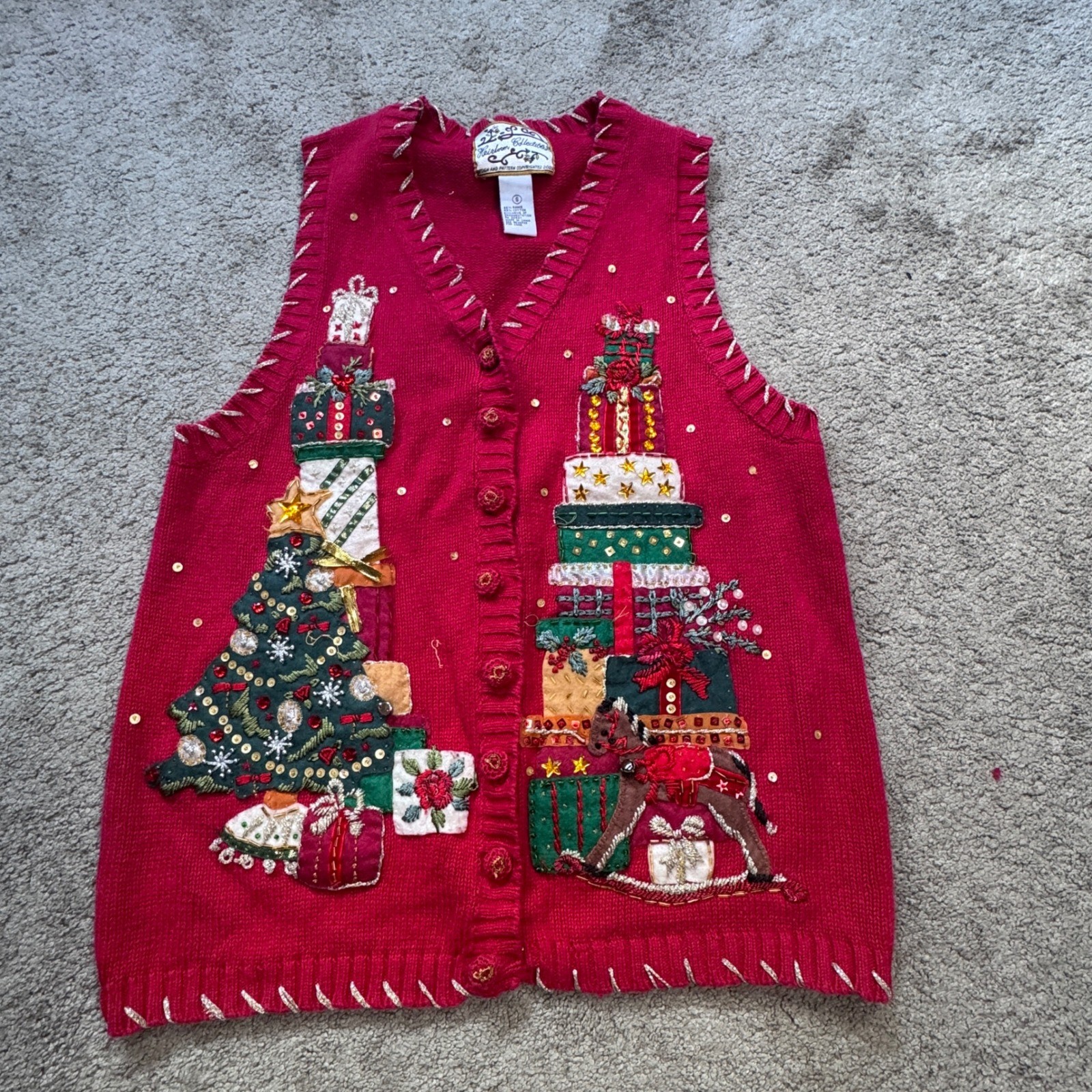 Vintage Heirloom Collectibles Women’s Small Christmas Sweater Vest Presents