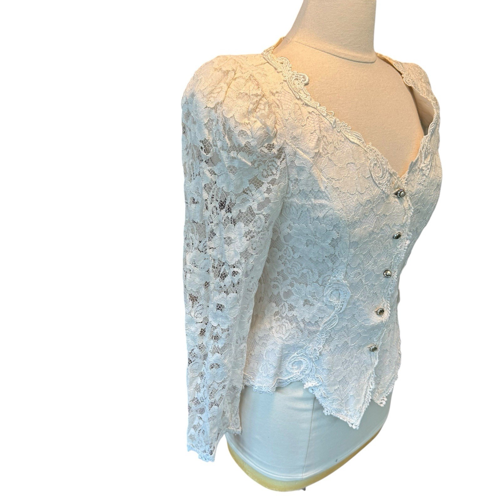 Vintage 80s Cachet By Bari Protas Lace Top Jacket Corset Sz 11/12 Victorian READ