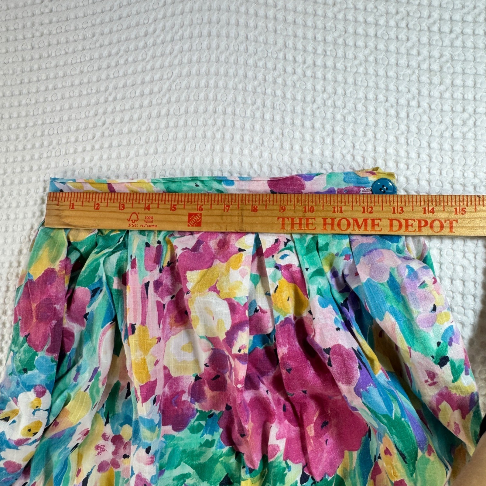 Vintage Floral Watercolor Two Piece Set Pleated Midi Skirt Short Sleeve 80s 90s