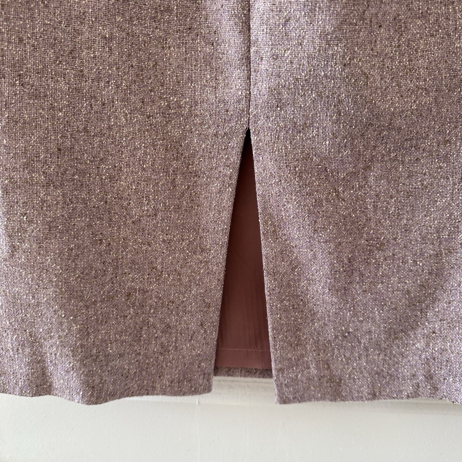 Vintage Ann Taylor Purple Wool Silk Blend Tweed Skirt Velvet Bow Women’s Size 14