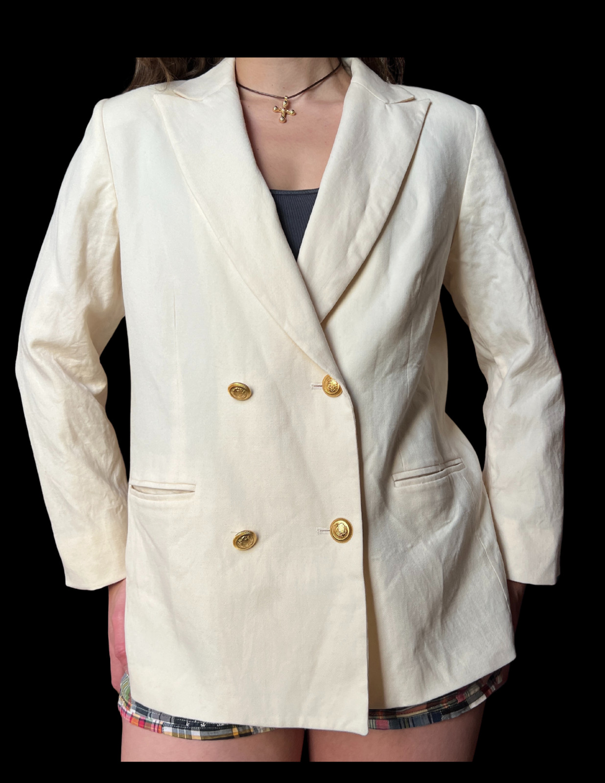 1980s Ivory White Wool Pendleton Double-Breasted Blazer 16b Old Money Preppy