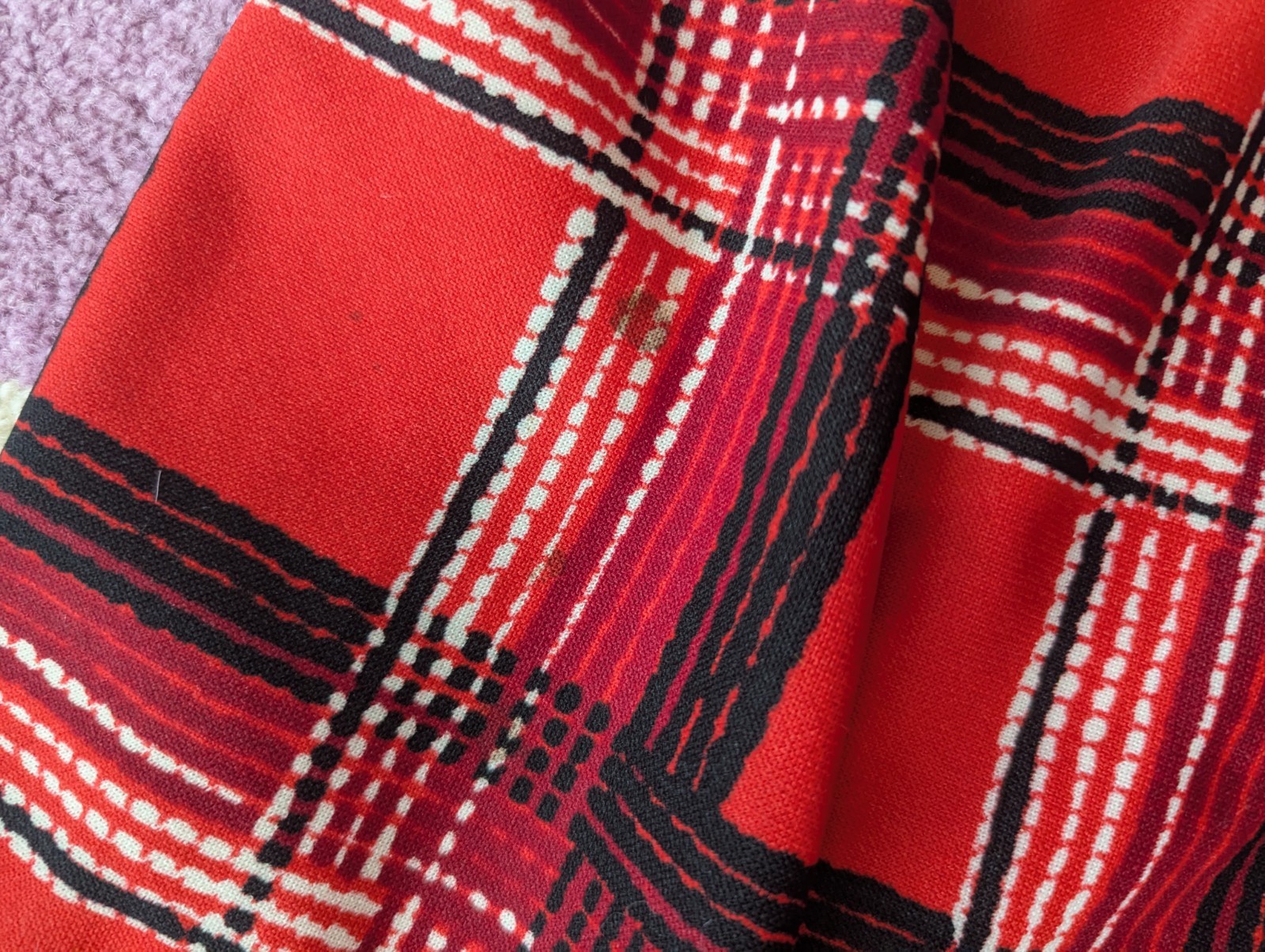 Vintage 70’s Mod Schoolgirl Red Plaid It’s Better Polyester Knit Mini Dress S/M