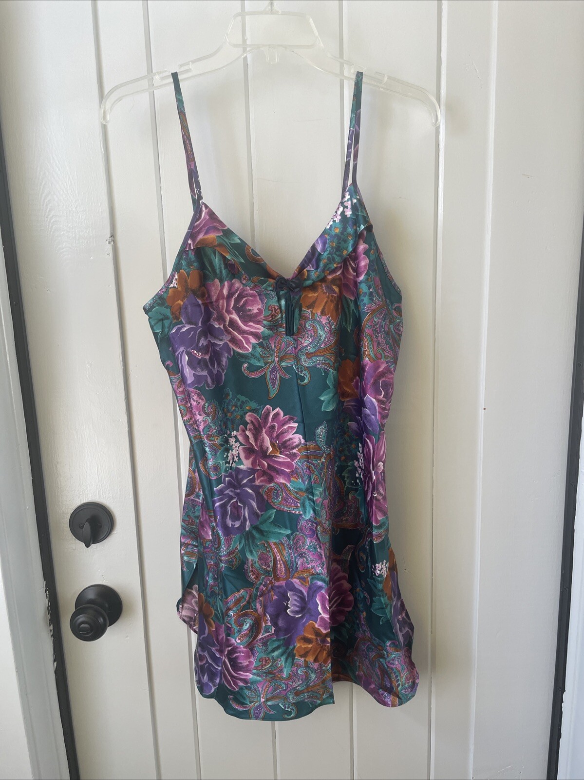 Vintage Sleep Solutions Satin Floral Nightie Slip Dress Medium