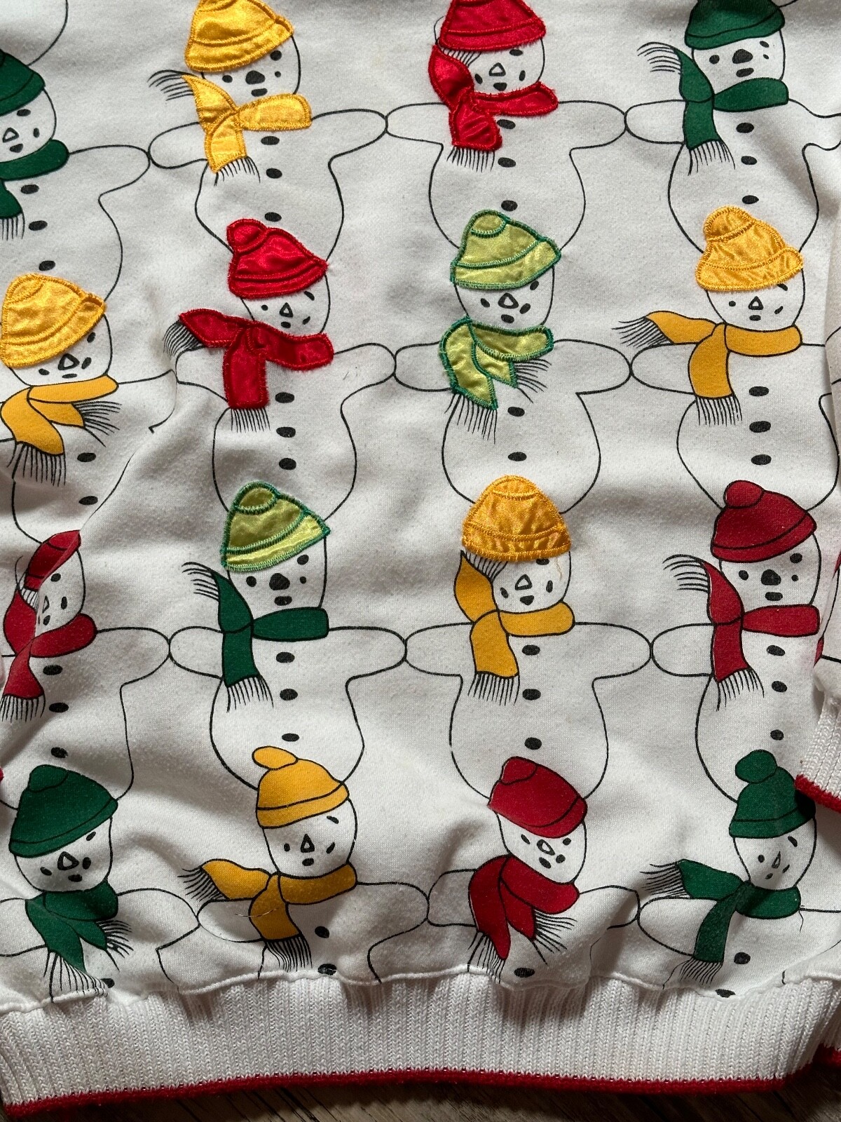 Vtg Hasting Smith AOP All Over Print Snowman Christmas Sweatshirt Medium Granny