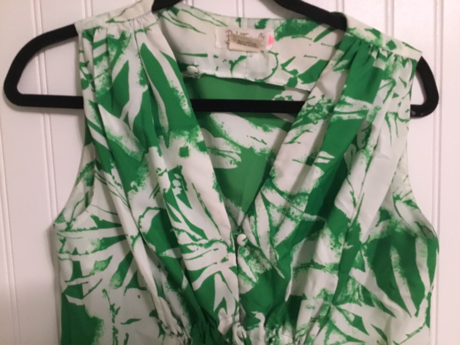 Vintage B Altman Fifth Avenue New York Size 12 Sleeveless Dress Green/white