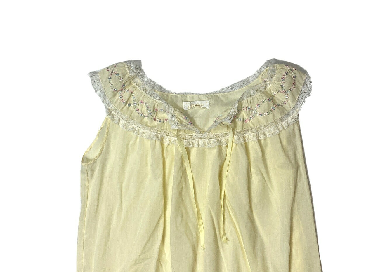 Vintage 1940s 1950s Barbizon Mimi Yellow Night Gown Flowers Medium Rare Womens