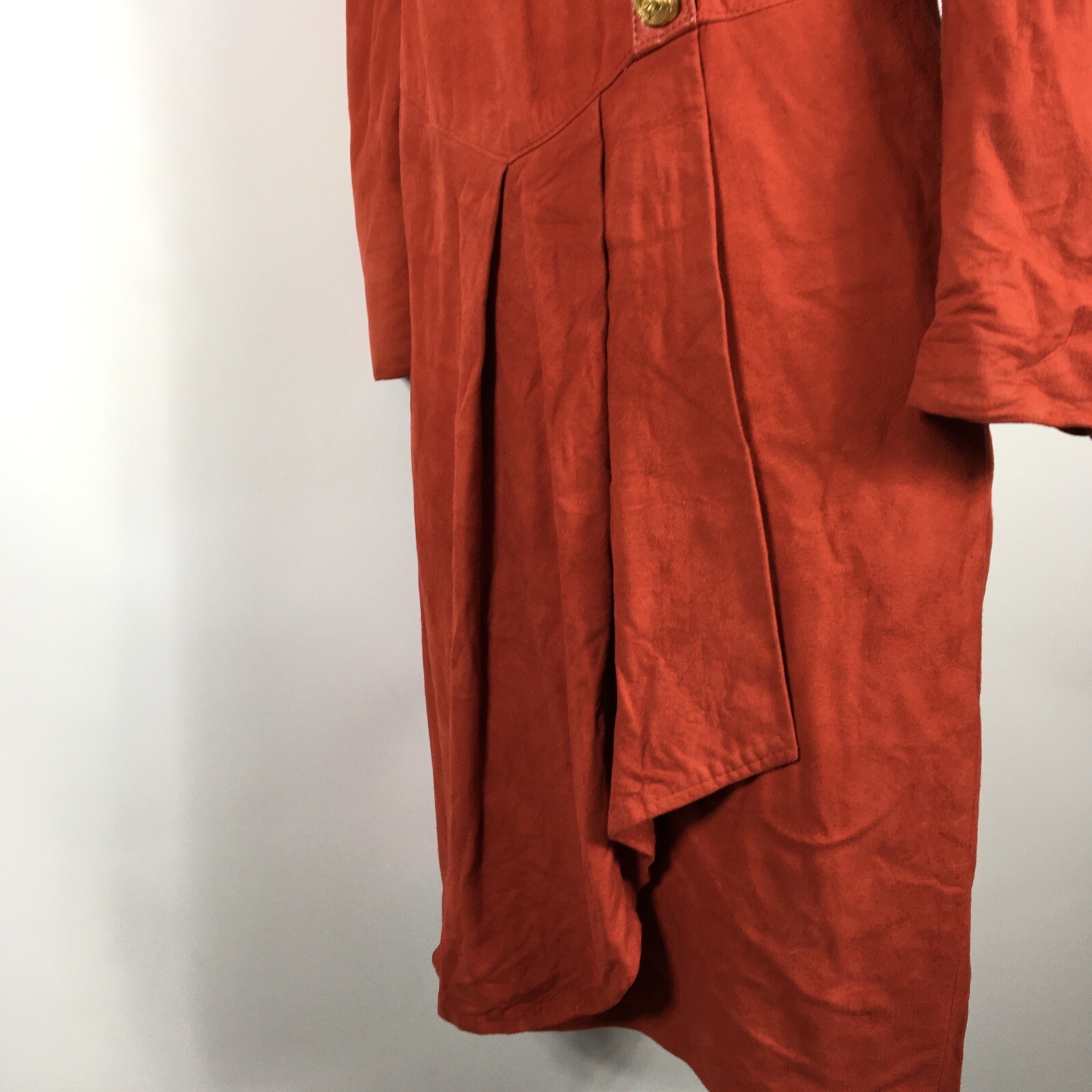 VINTAGE 80s VAKKO RED LEATHER DRESS Suede butter soft 6 Asymmetrical Drop Waist