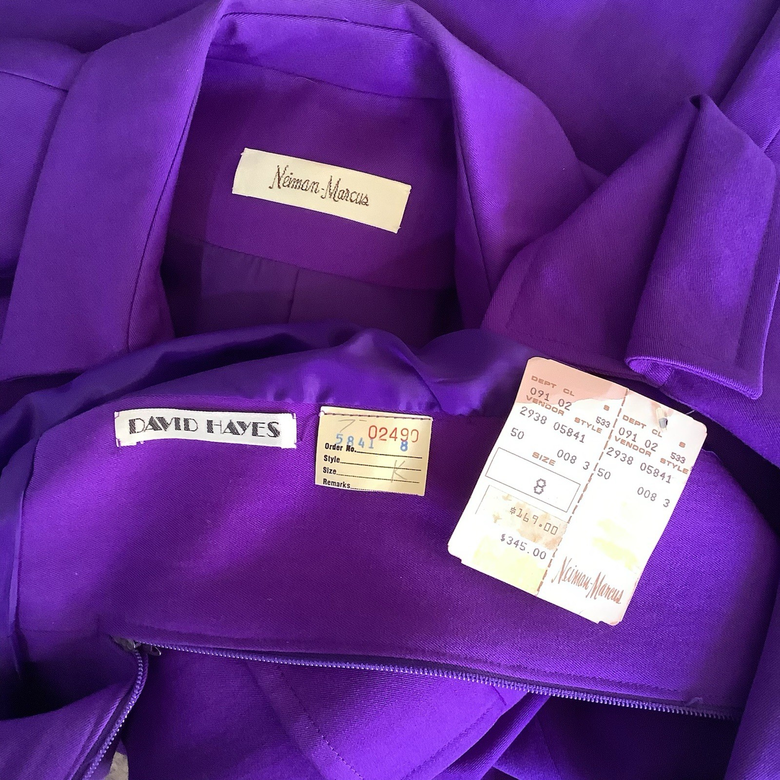 VTG 1980’s David Hayes For Neiman Marcus Purple Dress SZ. 8 MINT Tag Orig. $345