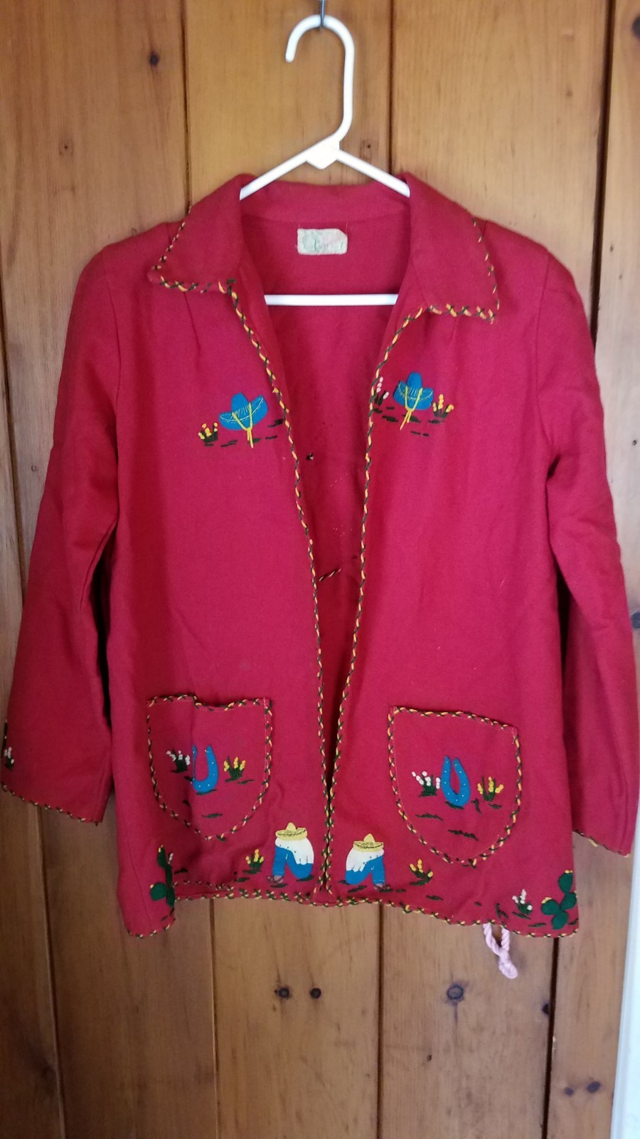 Vintage 1940s,50s Mexican Tourist Felt Jacket