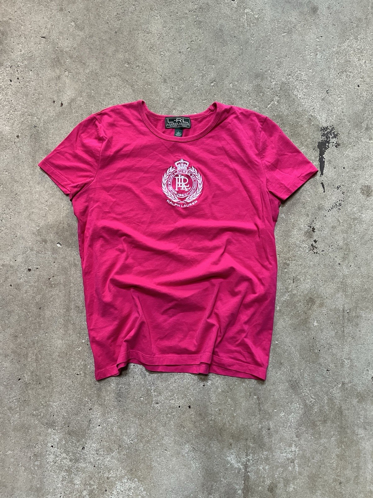Vintage 2000s Y2K Ralph Lauren Active LRL Polo Embroidered Pink Shirt Sz L