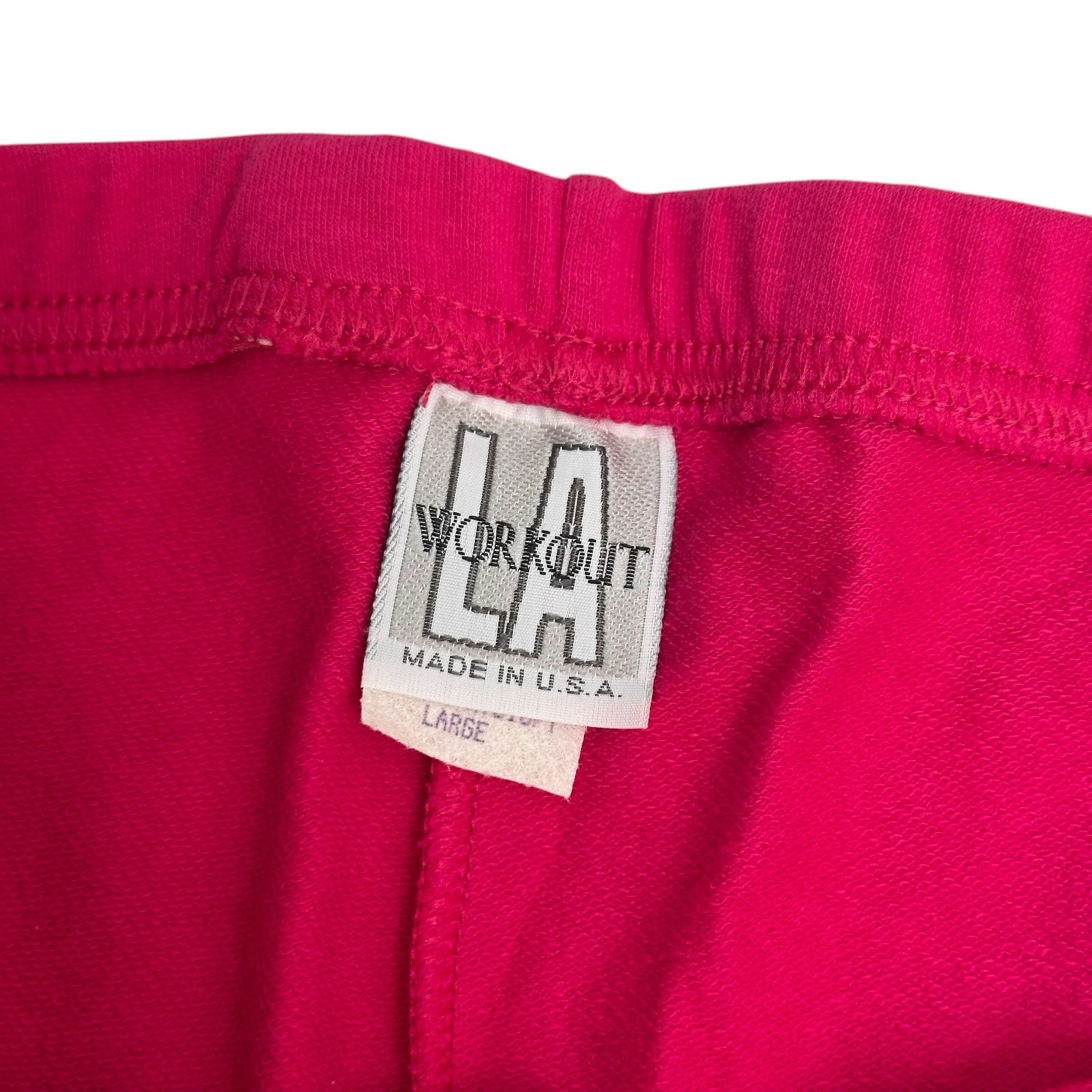 Vintage 90s LA Workout Bike Shorts Womens Large Hot Pink Magenta Made in USA