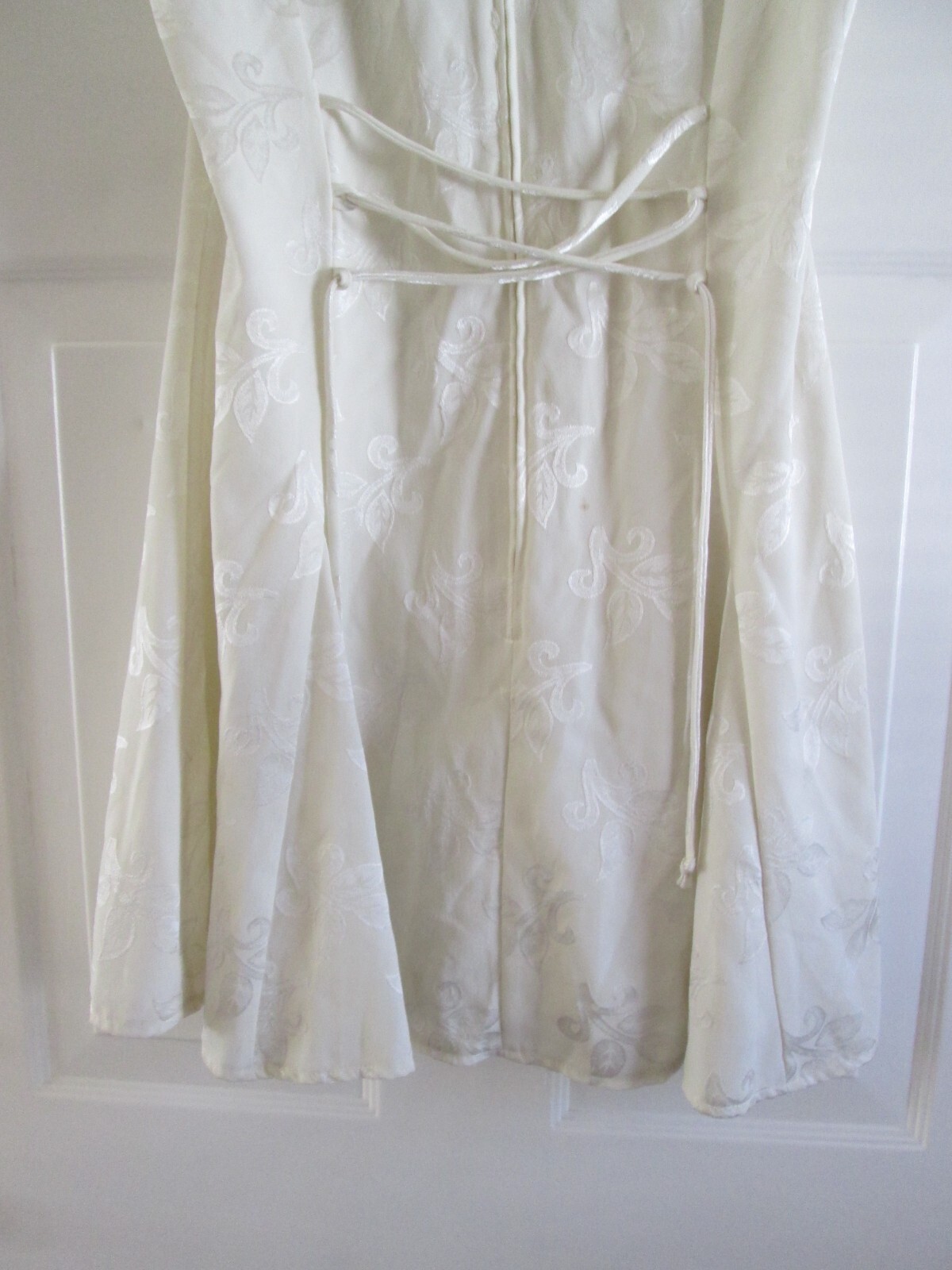 VINTAGE BE SMART IVORY SATIN SHEEN LACE-UP SLEEVELESS PARTY TWIRL DRESS 9/10