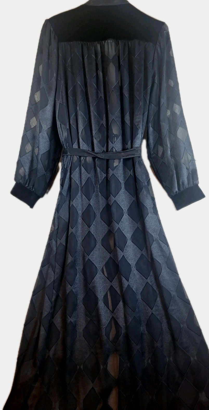 VTG RARE Black Velvet LUCIE ANN Bridal Peignoir Robe lingerie Nightgown SET Med