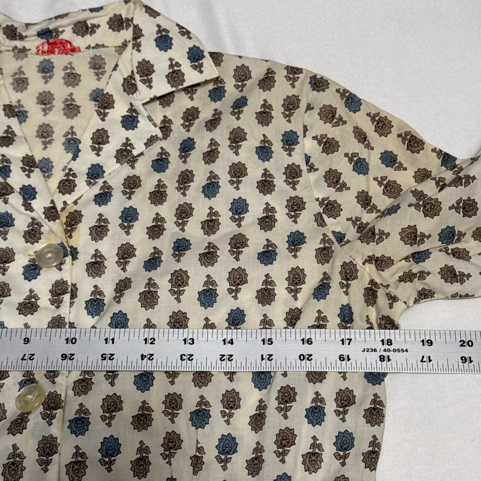 1960’s-1970’s Ship N Shore Button Up Blouse Shirt Rose Floral Pattern VTG READ