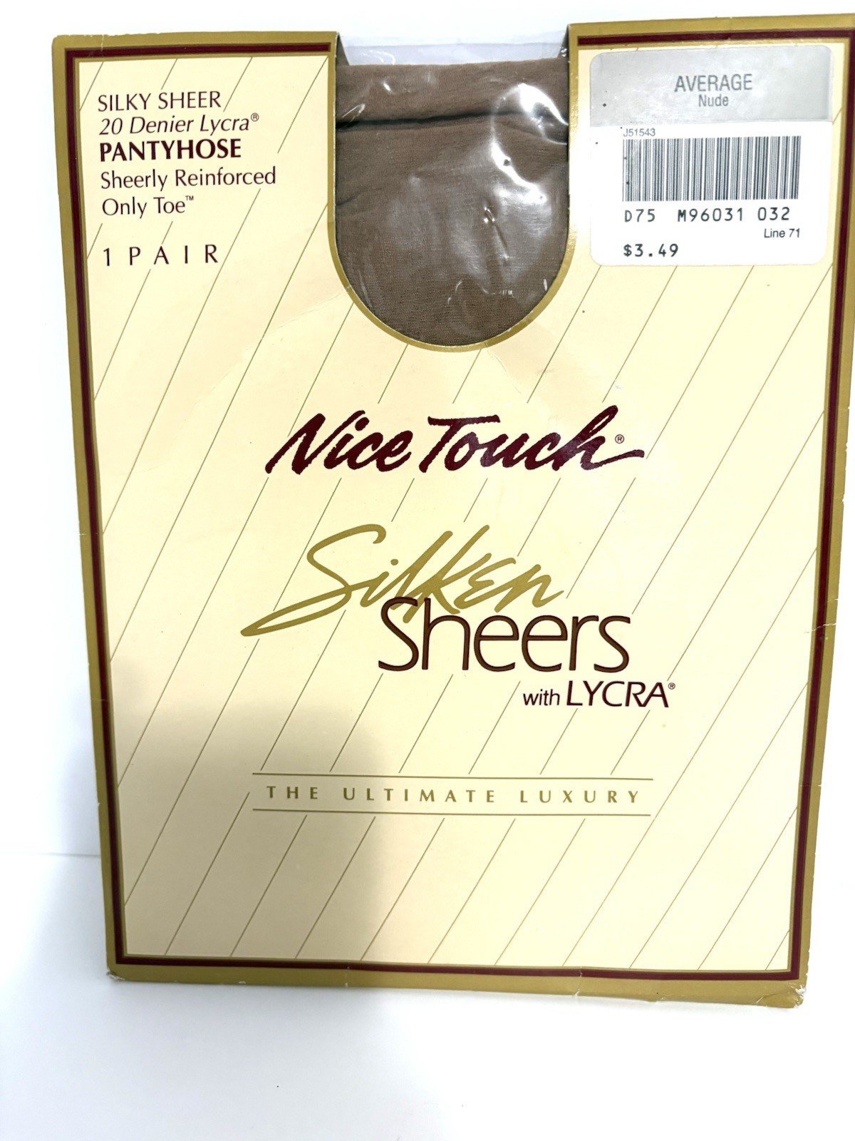 Nice Touch Silken Sheers Average Nude 20 Denier Lycra Pantyhose Stockings