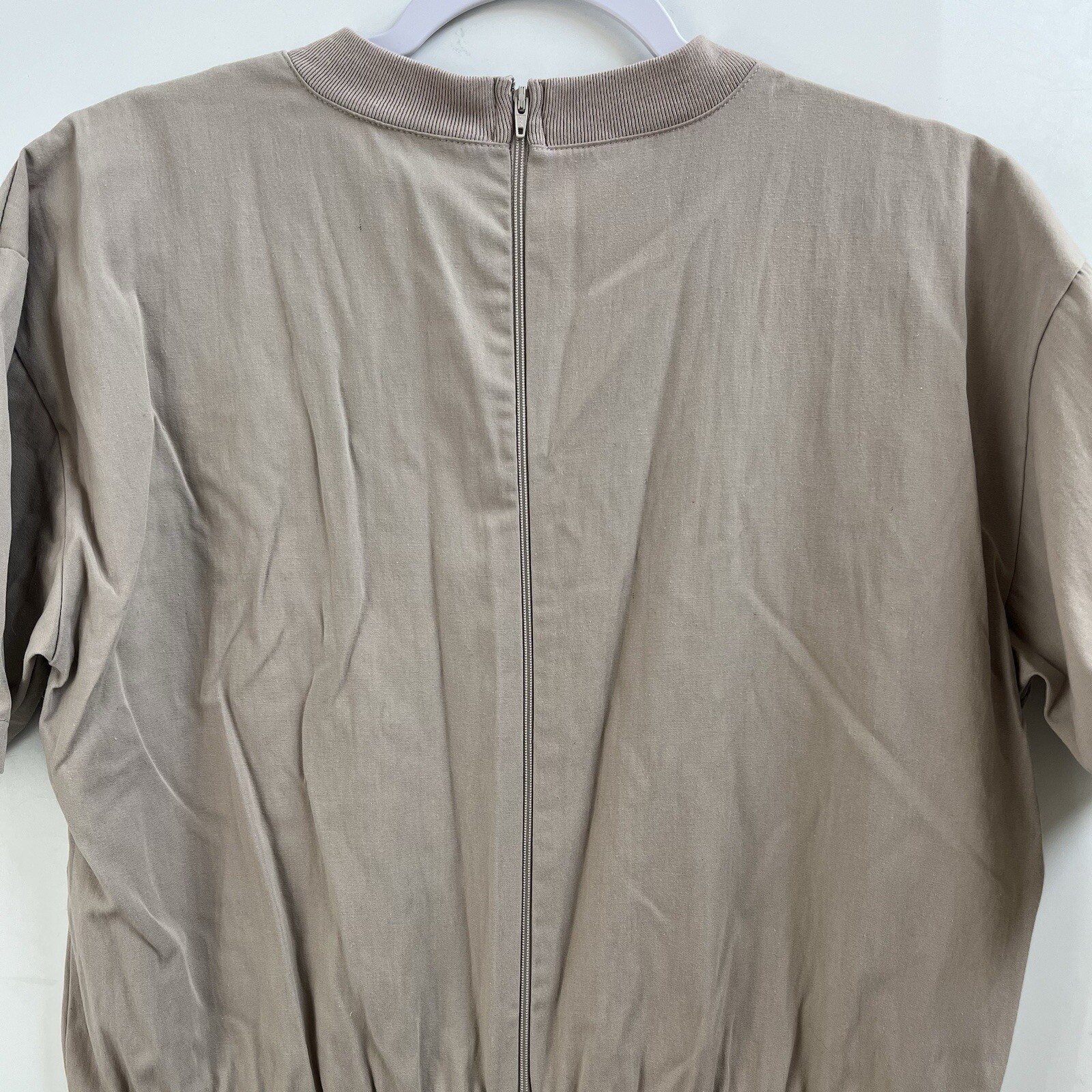 Vintage 80’s Adolfo Sport Khaki Romper Elastic Waist Beading/Studs/Rhinestones
