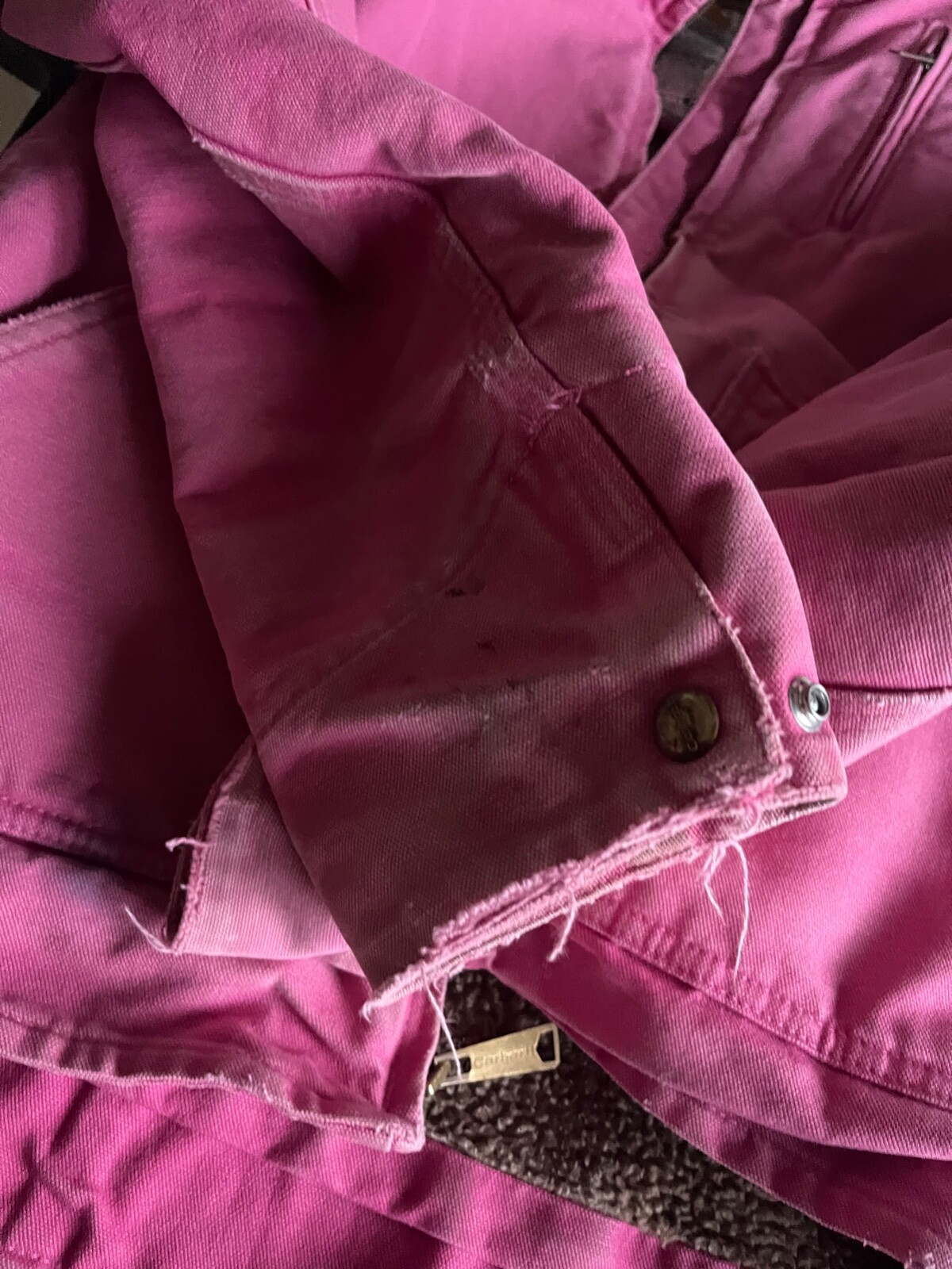 Carhartt Women Detroit Jacket Sherpa Lined Size S PINK distressed 90’s used cute
