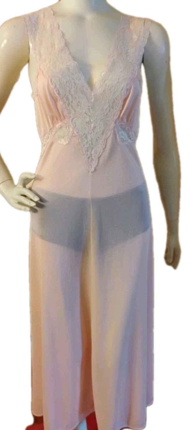 VTG 70’s „Jill Andrea of NY” Peach 100% Nylon Romantic Coquette Negligee L
