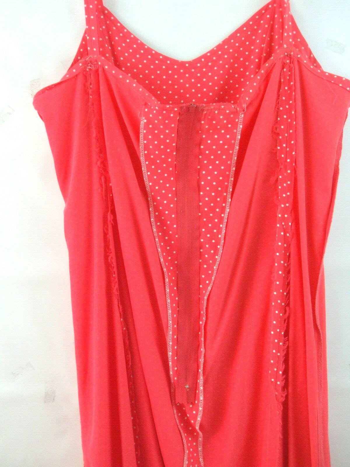 Vintage Women’s 8 Hand Made Strap Sundress Red White Dot Sleeveless Back Zipper