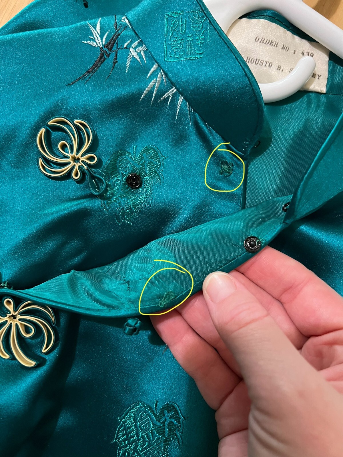 Vintage 1960’s Silk Blue Green Hue 60s Cheongsam Qipao Dress Floral Embroidery