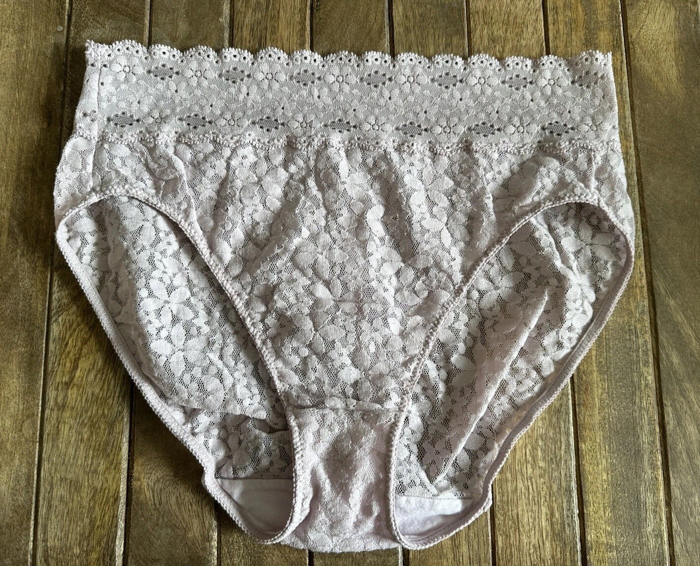 Vtg Wacoal 5/S Floral Lace French Cut Mauve Panty Panties Brief