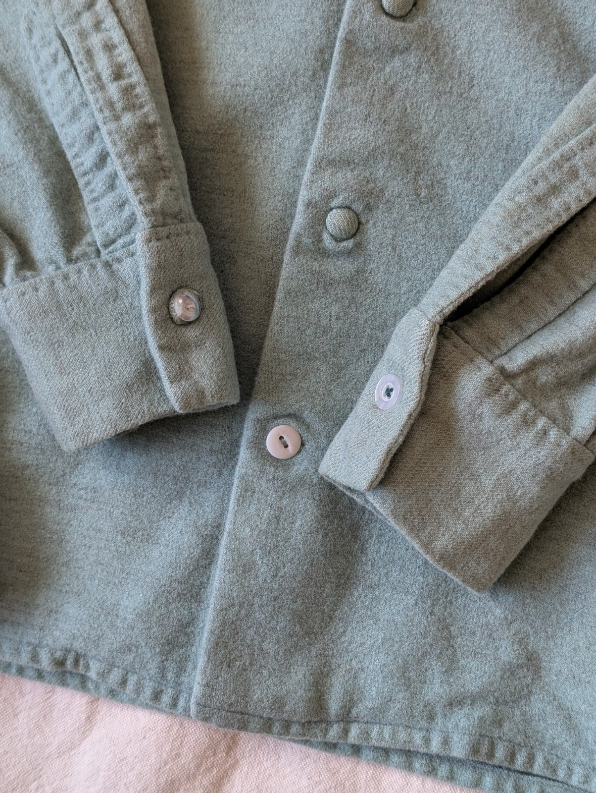 Vintage 50s 60s Handmade Wool Knit Seafoam Green Loop Collar Women’s MD