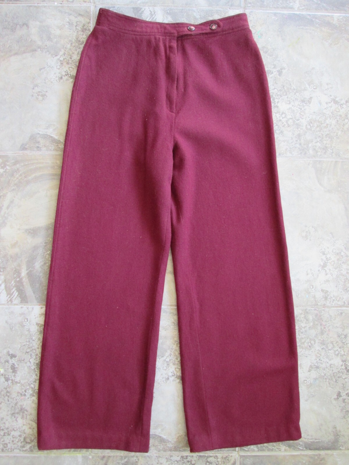Vintage College Town Women’s Pants 27×27 Wide Straight Leg High Rise Red Wool
