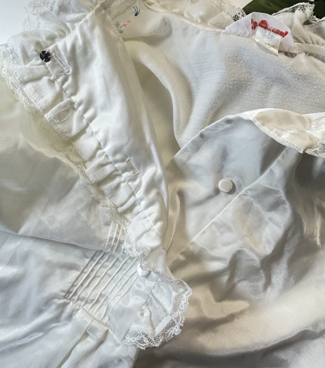 Jodie Arden Vintage Prairie Nightgown Dress White Lace Ruffle Cottagecore S