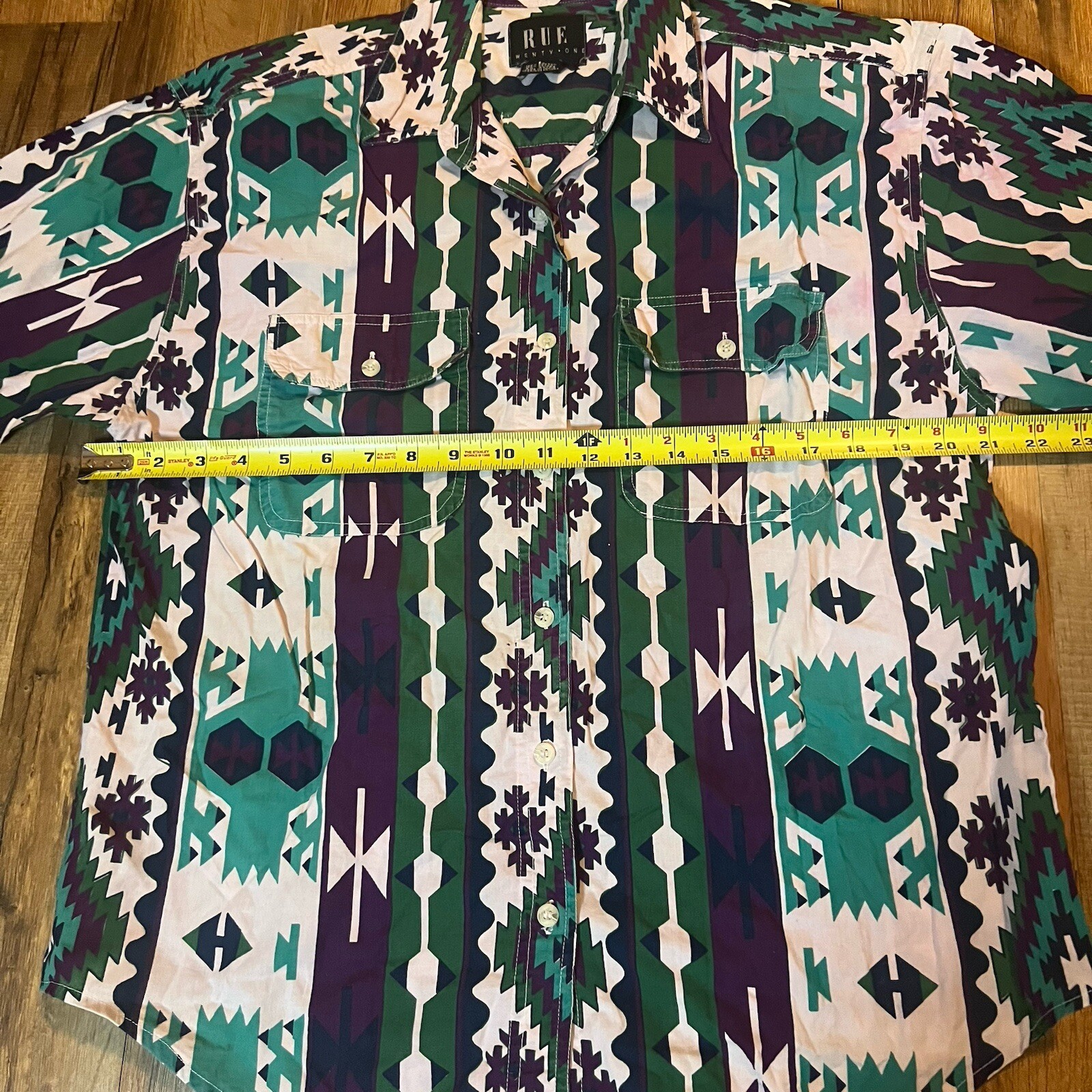 Vtg 90s Aztec Southwest Western Women’s Sz L Button Up Shirt Purple Turquoise
