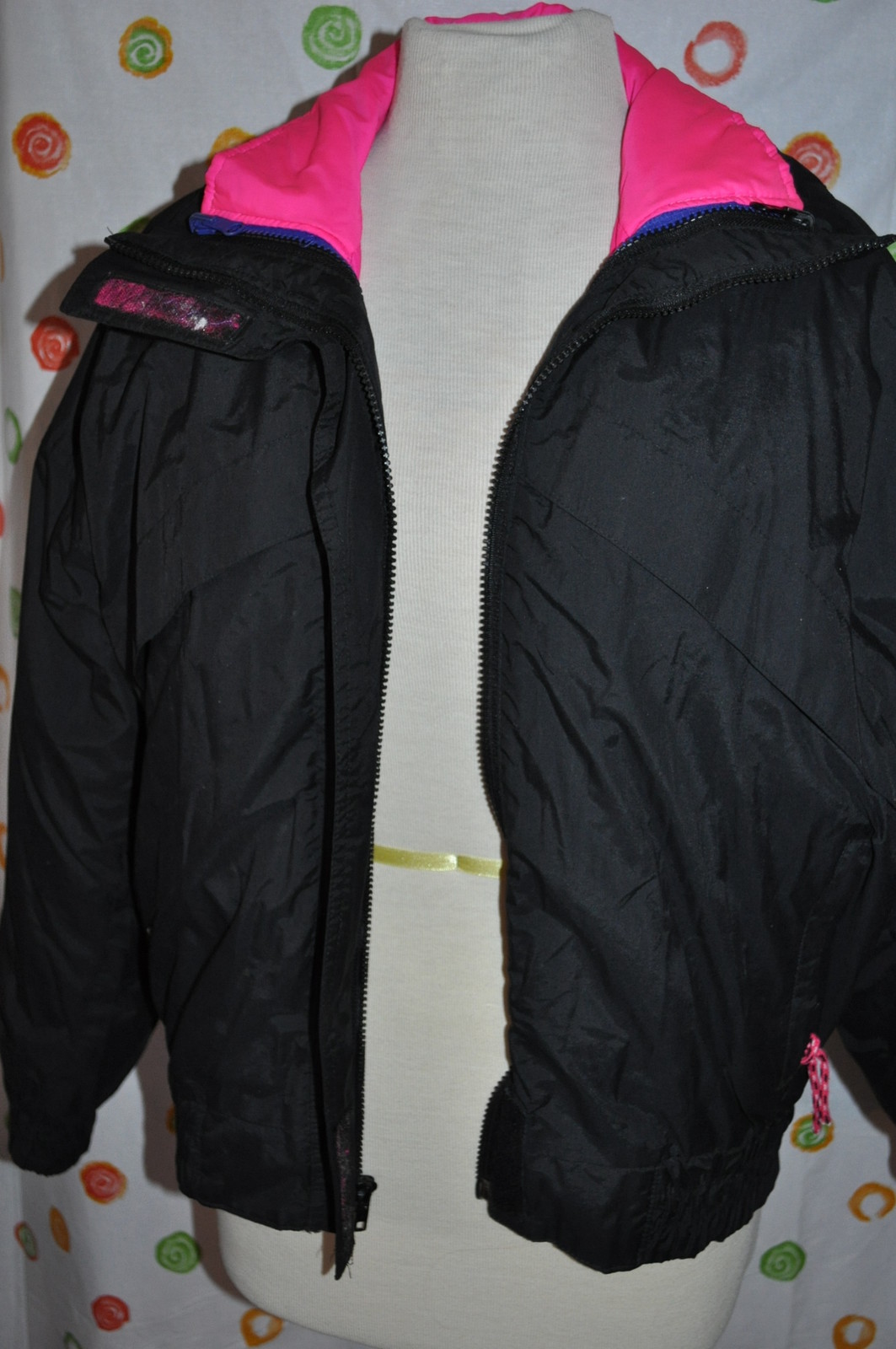 1980’S BLACK puff JUNIOR M COAT ZIP OUT WINDBREAKER 2 COATS IN ONE RETRO COOL