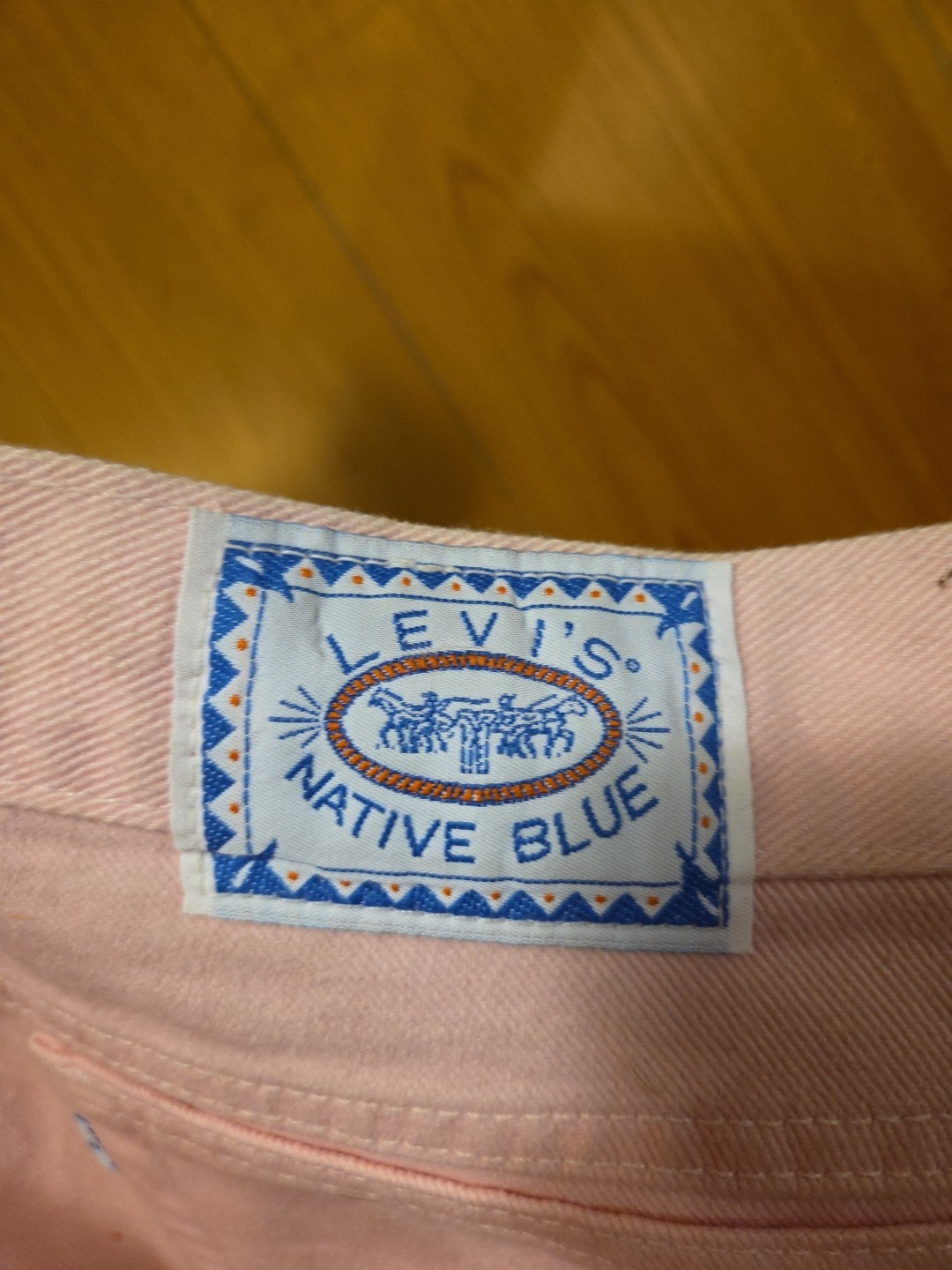 Vintage 90s Levi’s NATIVE BLUE Pink Womens Denim Jeans Pants Size 14 30″ Inseam