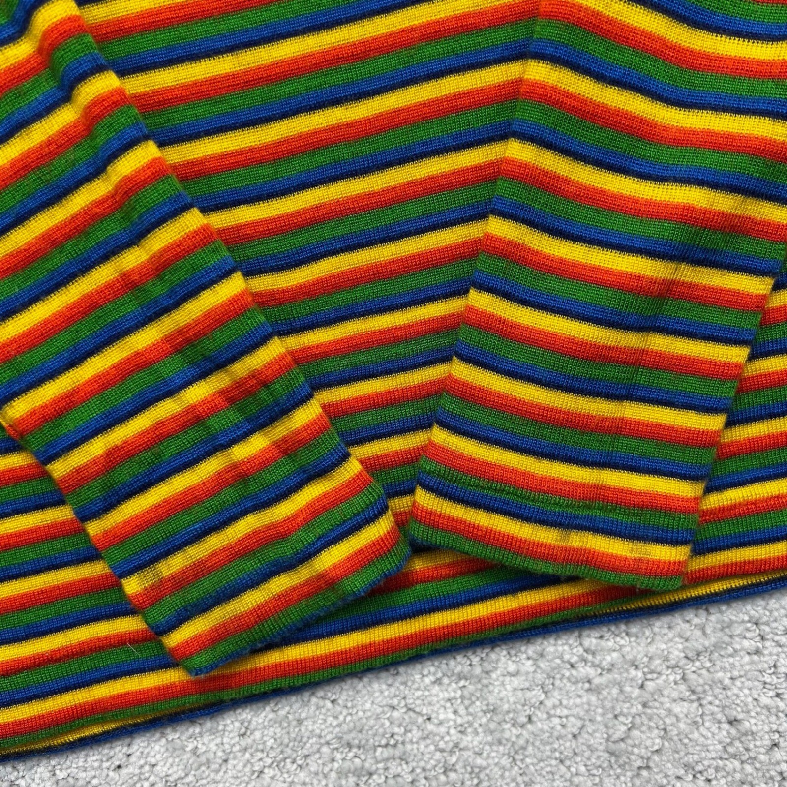 VINTAGE Rainbow Striped Mock Neck Quarter Zip Knit Top Women S? Multi Longsleeve