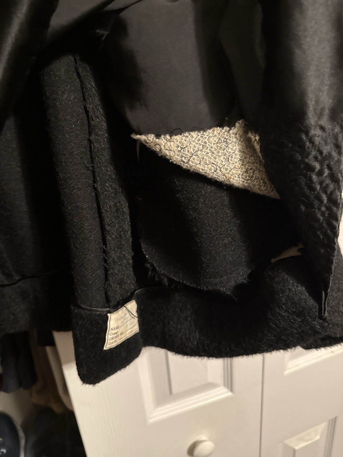Vintage 1965 MOTI’S Hong Kong Black Mohair Wool Swing Coat Med Custom Tailored